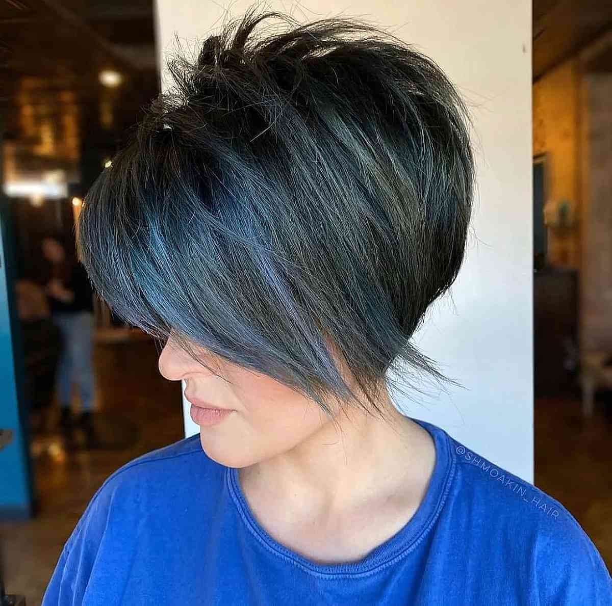 Effortless Highlights on Pixie Black Hair