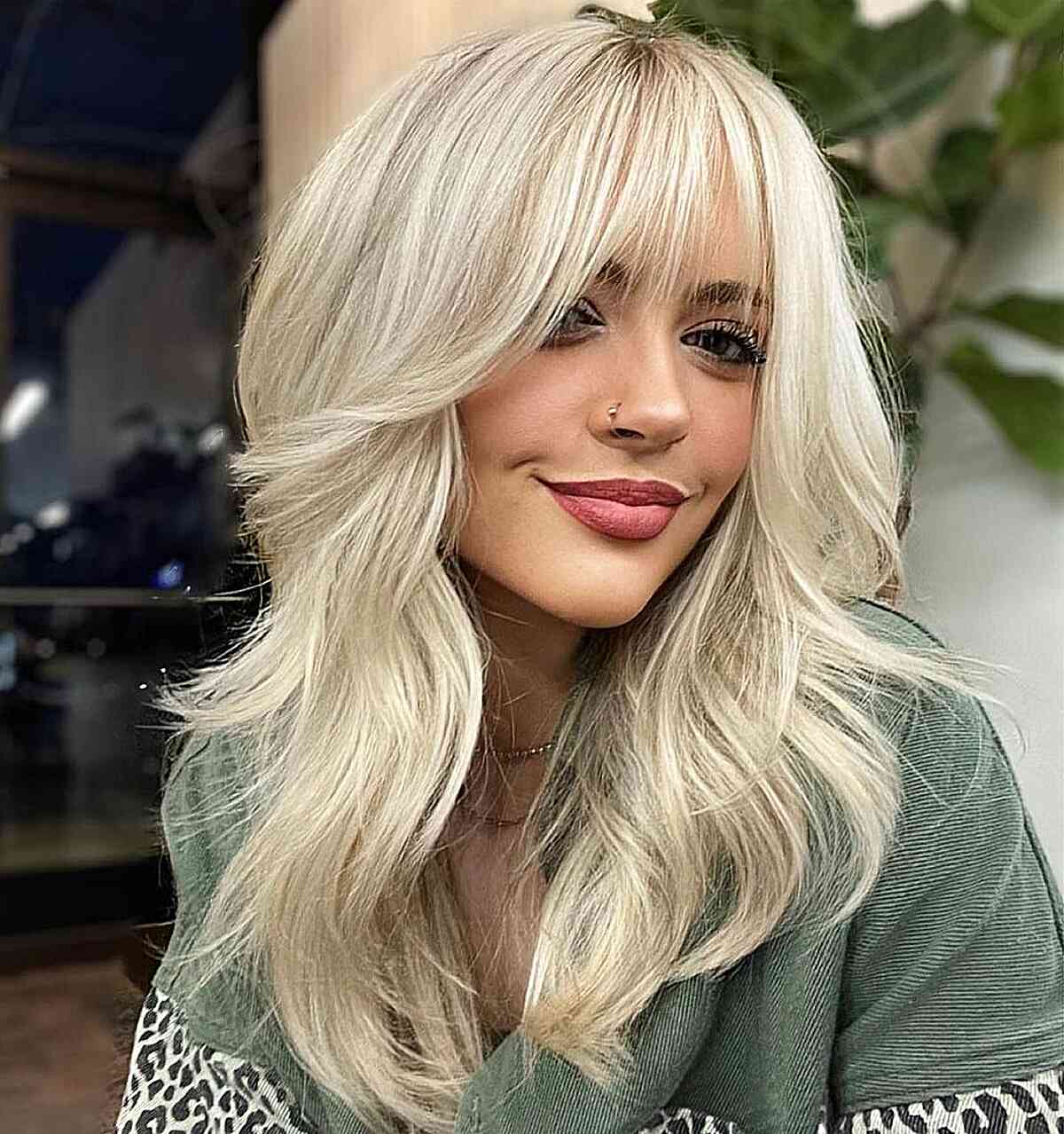 Effortless Long Hair with Subtle Bangs and layers