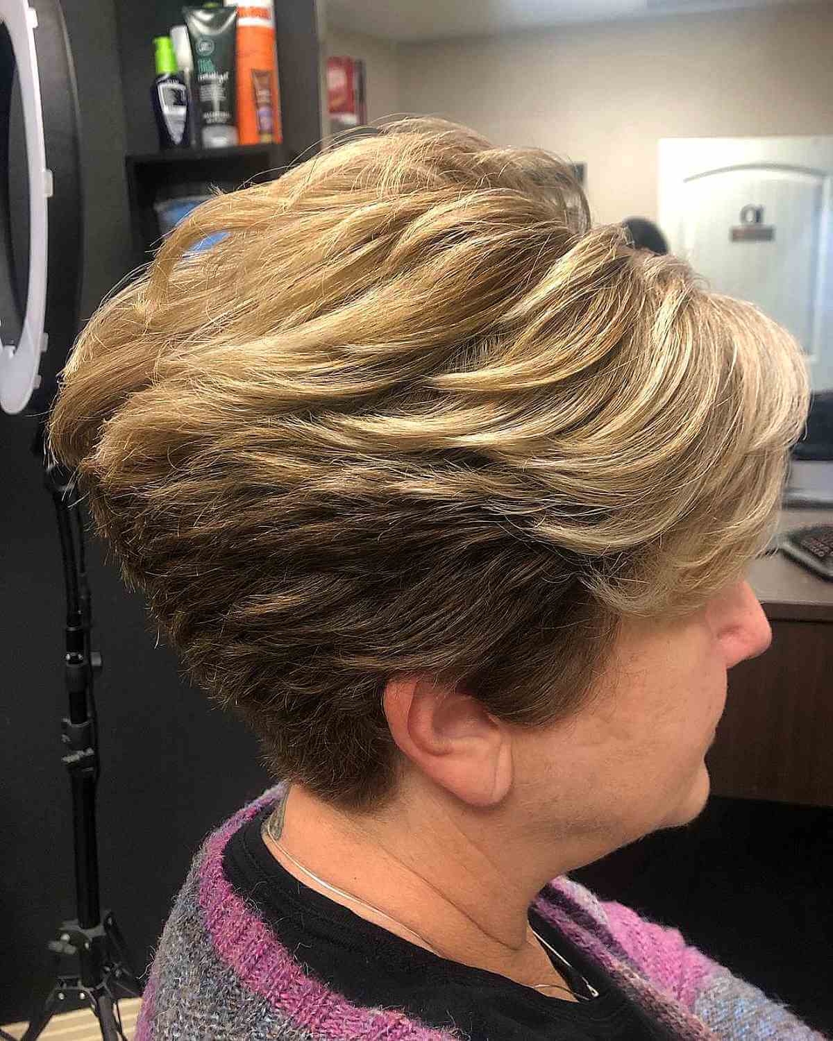Effortless Long Wedge Pixie Haircut for Women Seventy and Over