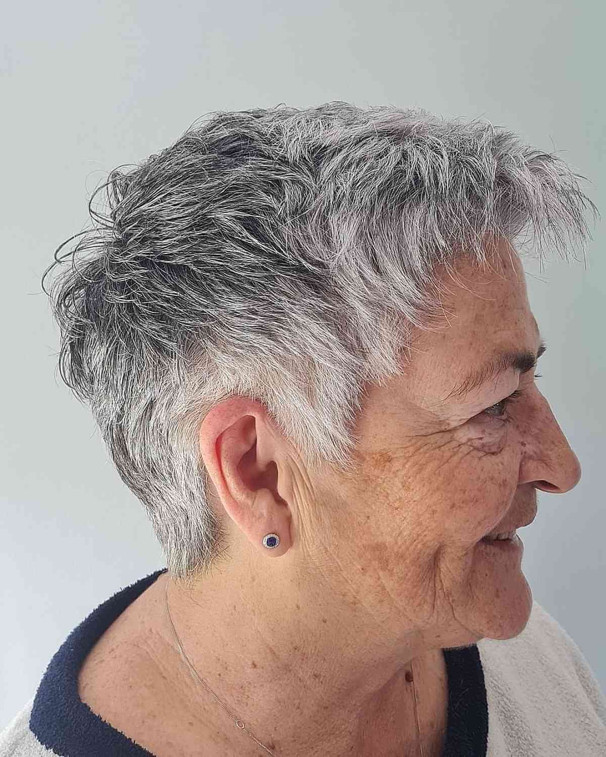 Effortless Pixie Cut for Silver Haired Women in their 70s