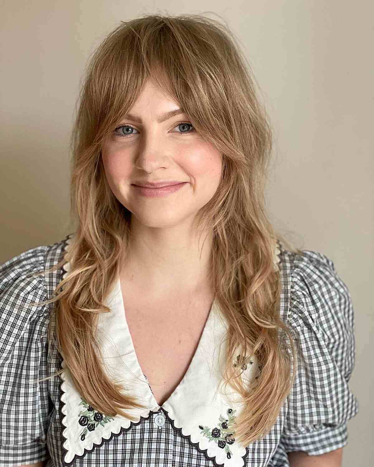 Long Effortless Shag with a Face Frame and Bangs