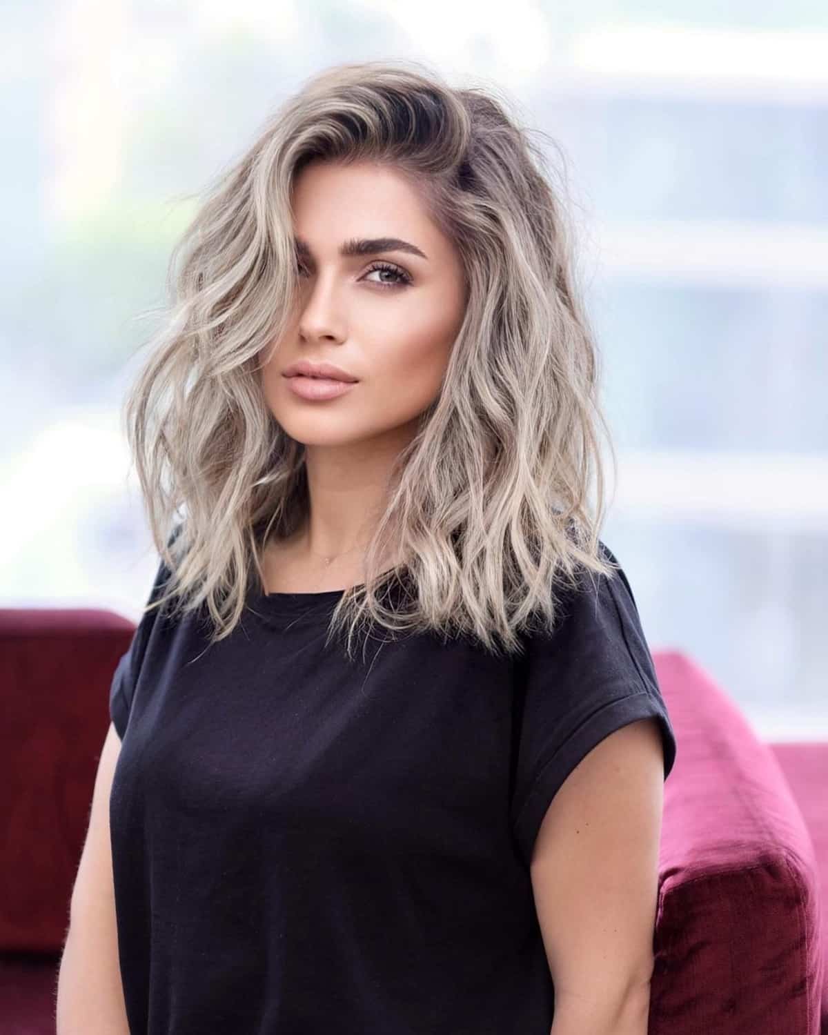 Effortless Shoulder-Length Side-Swept Bridesmaid Hair