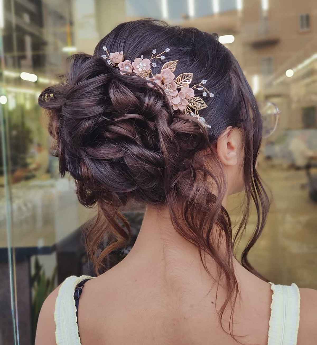 effortless braided updo for dark brown hair