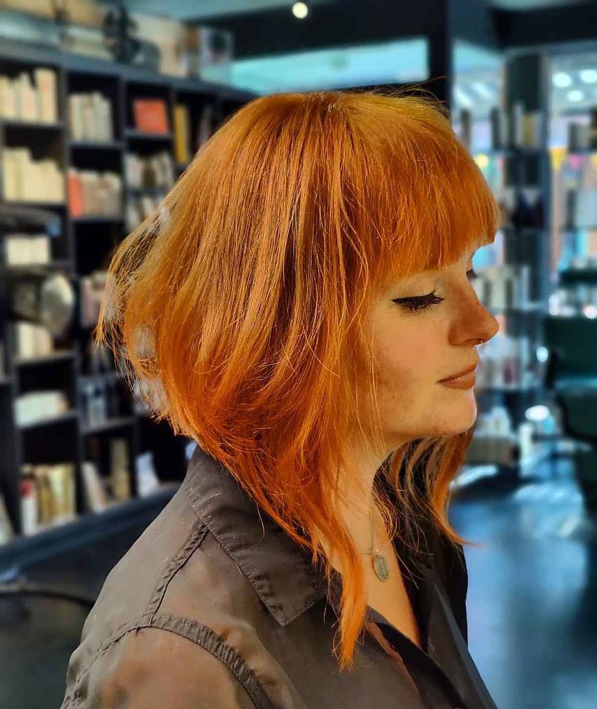 Effortlessly Cool Shaggy Lob with Straight Bangs