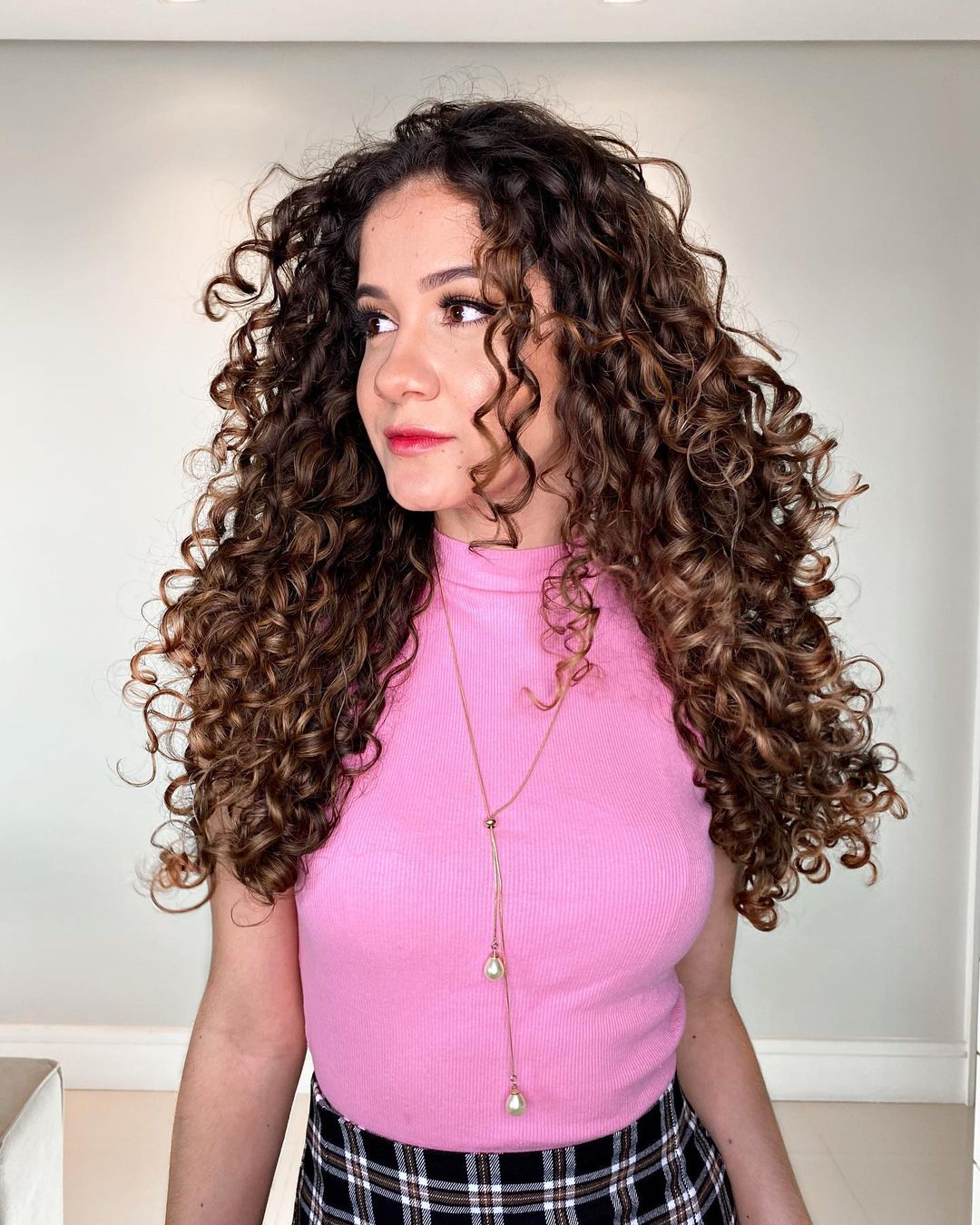 Effortlessly Styled Brown Curls for Long Thin Hair