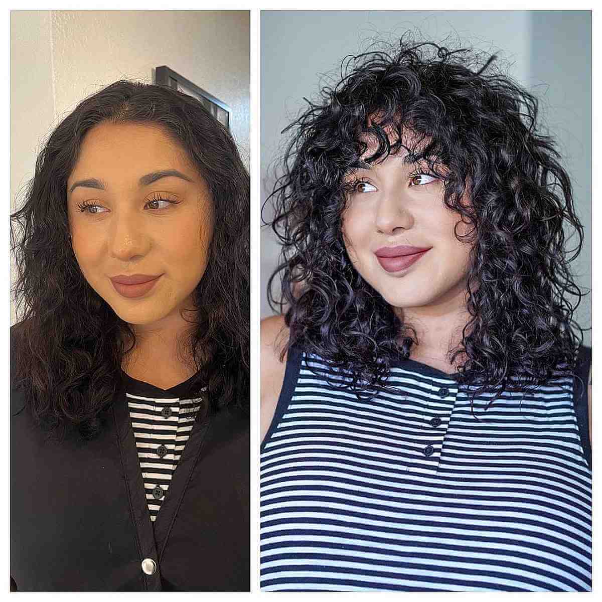 Effortlessly Textured Curls with Fringe Bangs