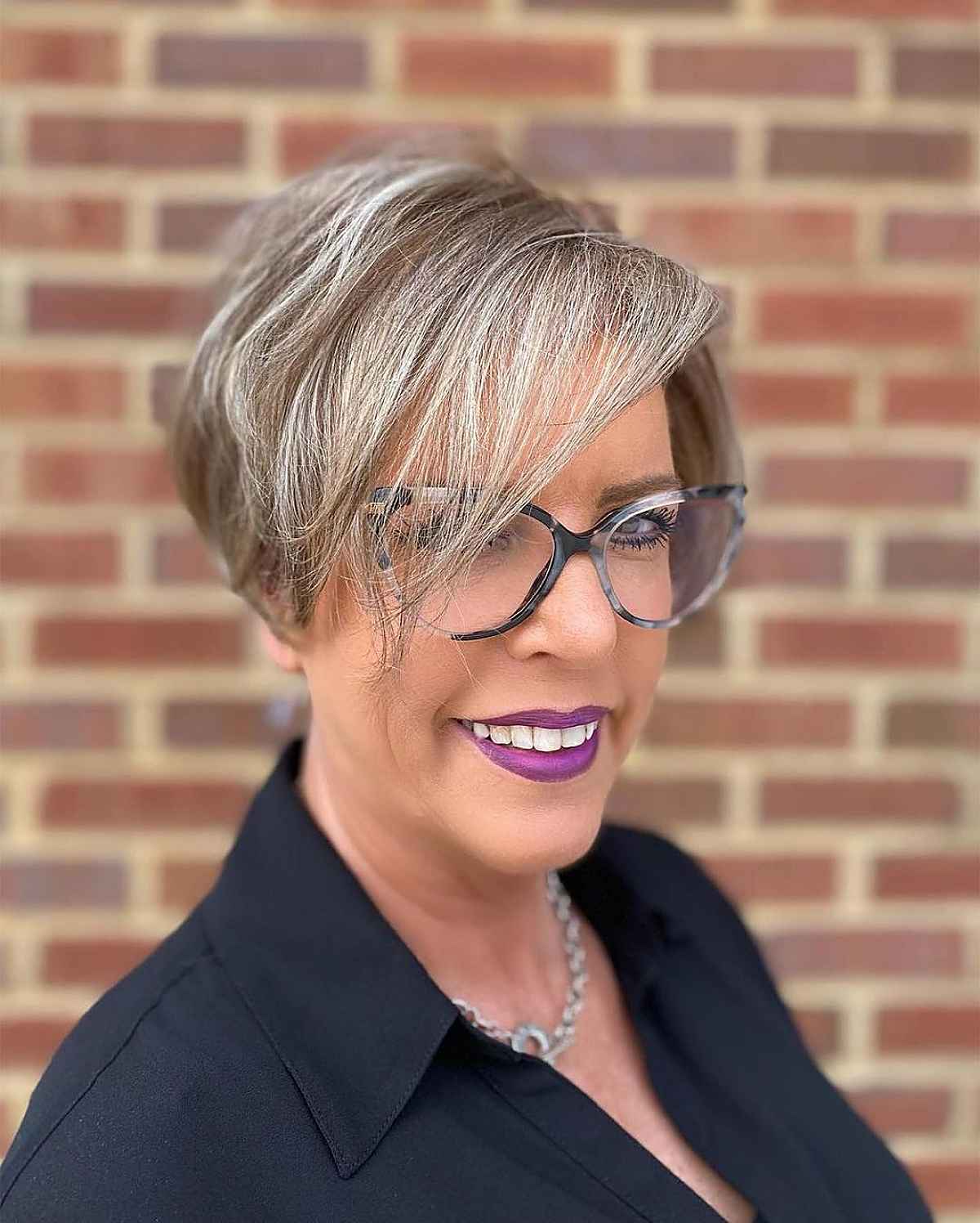 Effortlessly Tousled Long Pixie for Mature Women with Fine Hair