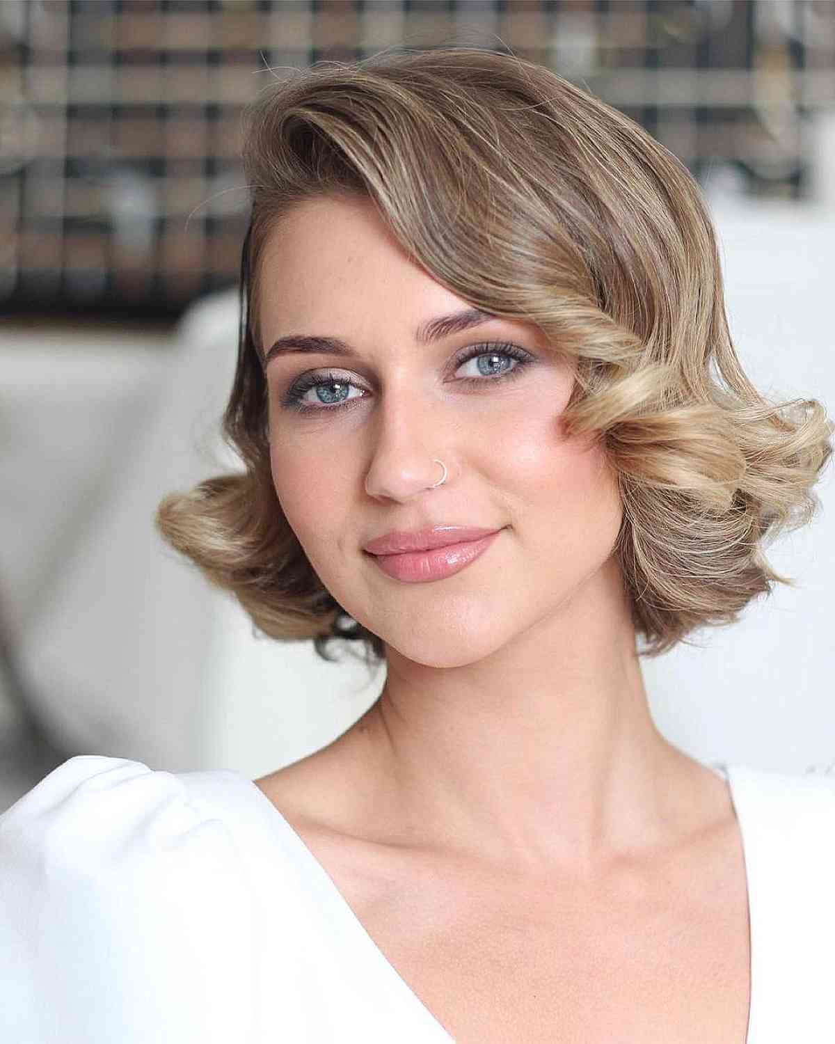 Elegant and Effortless Loose Curls on Short Hair for Weddings