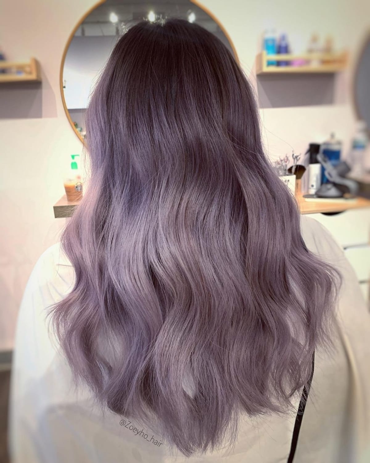 Elegant ashy gray plum hair