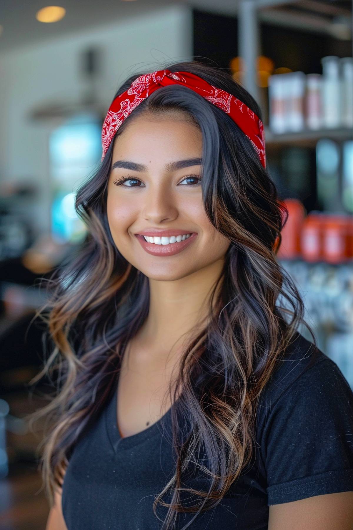 Elegant bandana hairstyle for long hair