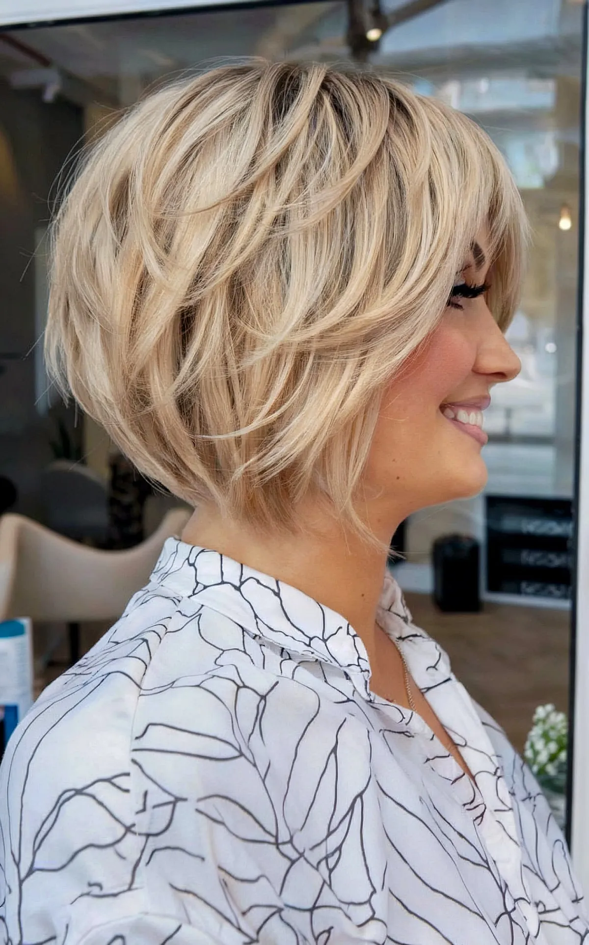 Elegant Blond Bob with Textured Layers