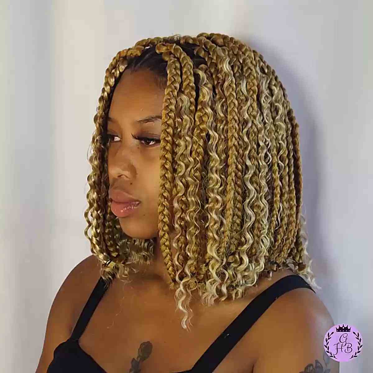 Chic short blonde box braids