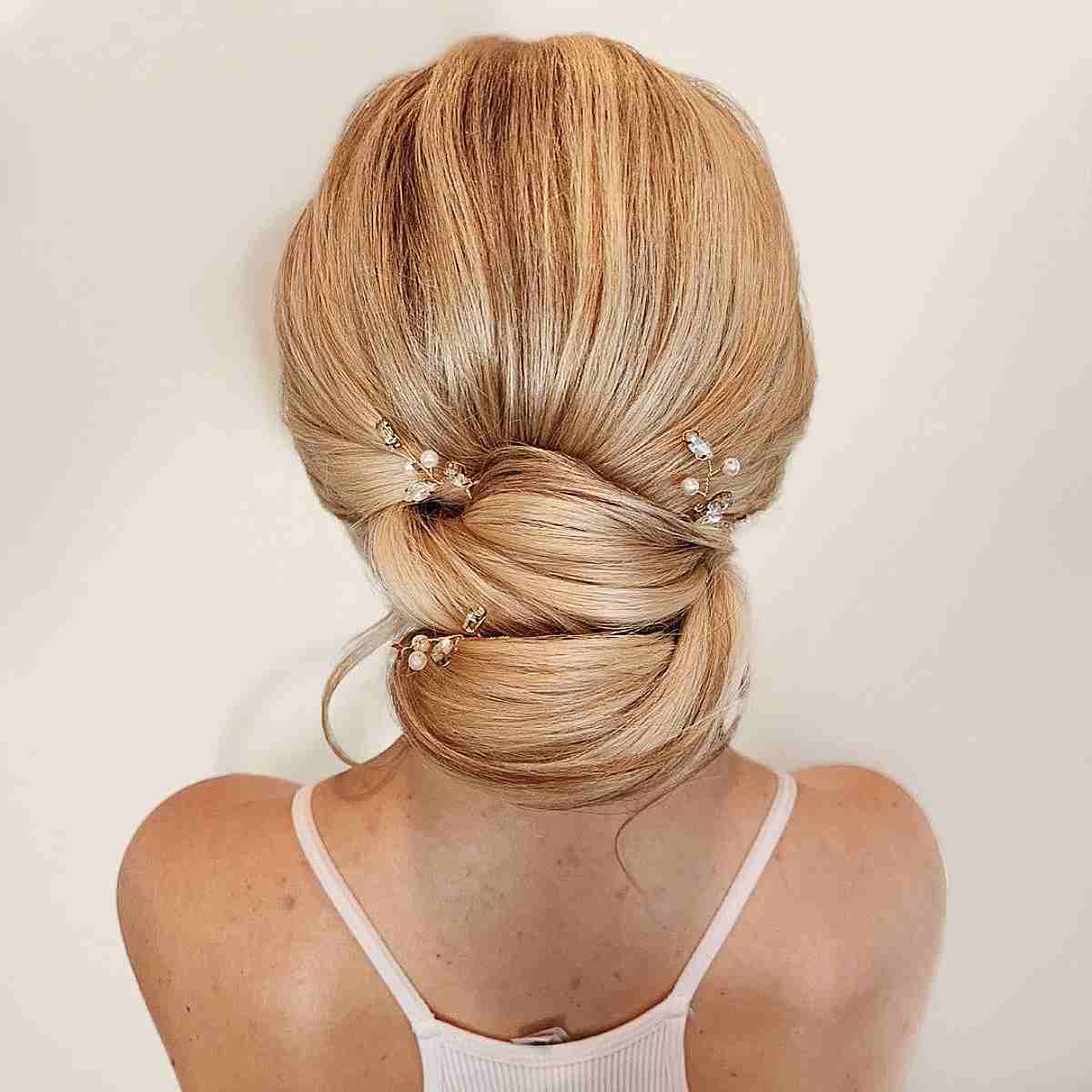 Elegant Blonde Chignon Wedding Updo