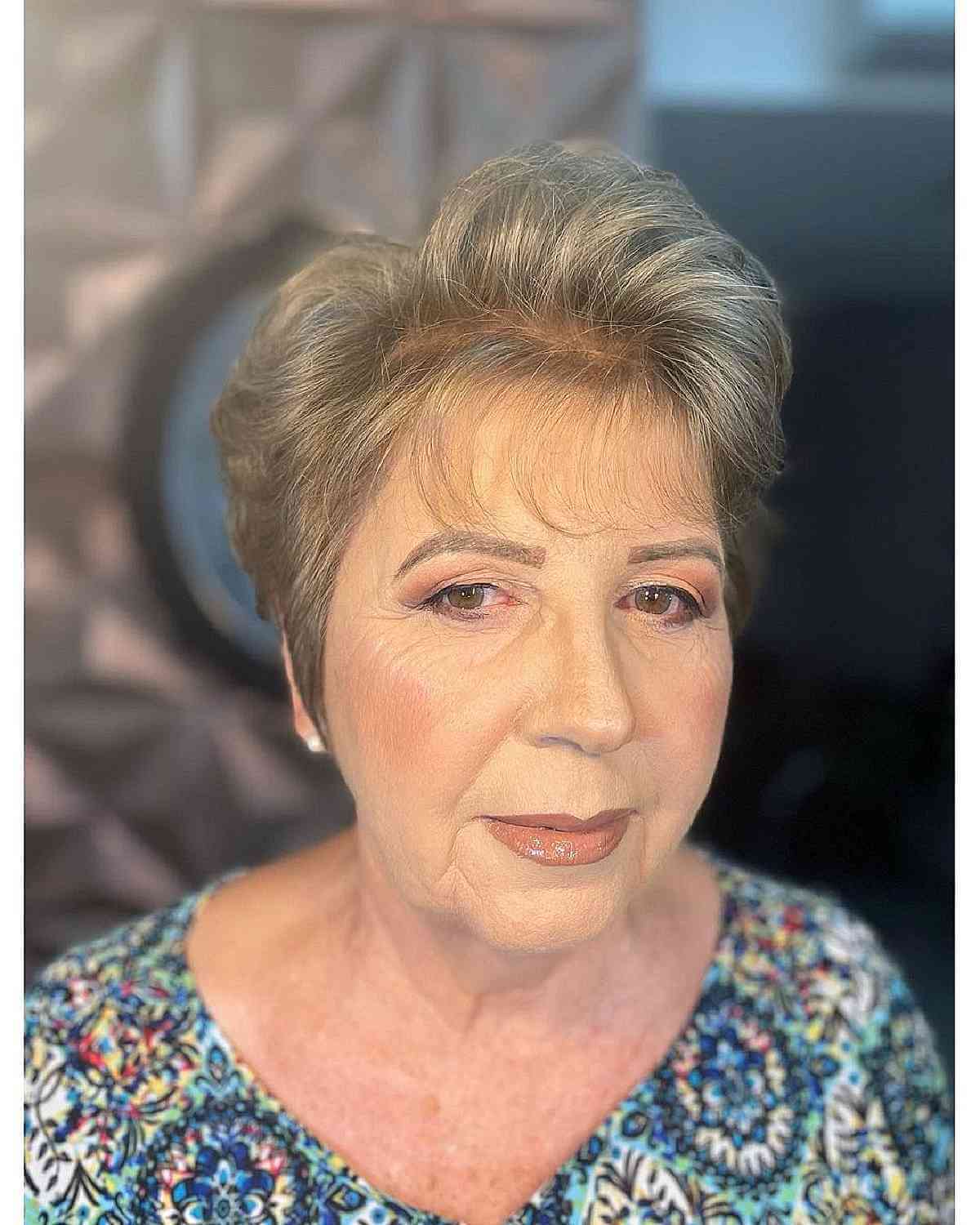 Elegant Brushed-Back Short Crop for Fine Hair