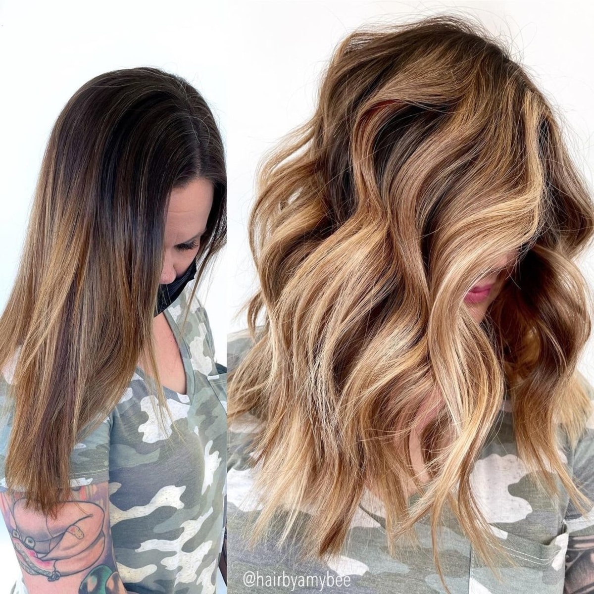 Elegant Caramel and beige blonde highlights