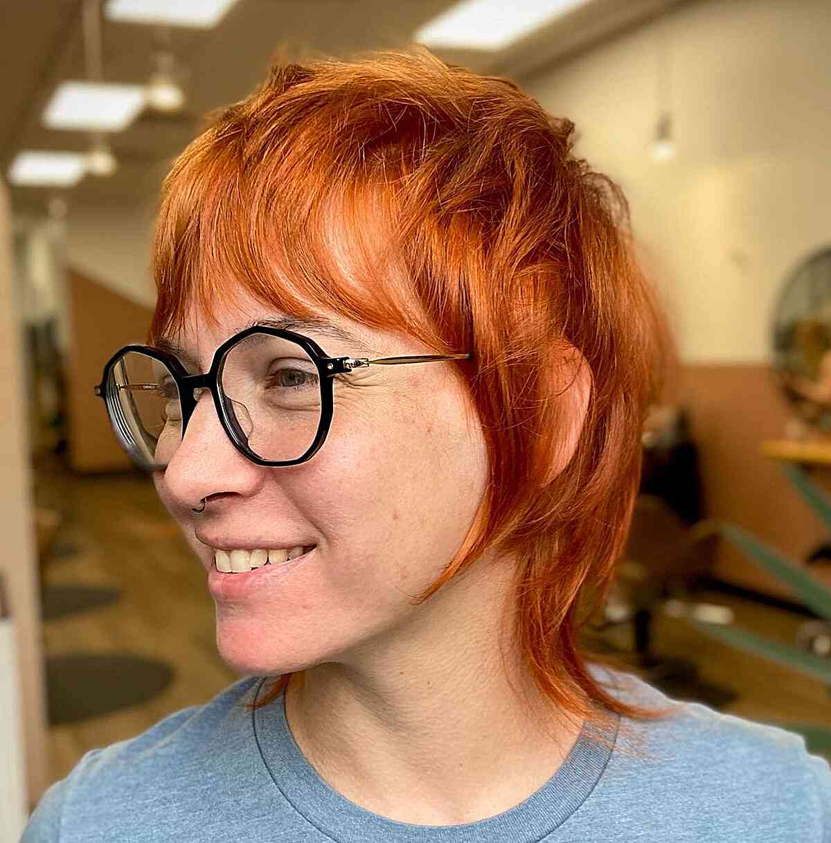 Elegant Copper Pixie Shag for Fine Hair