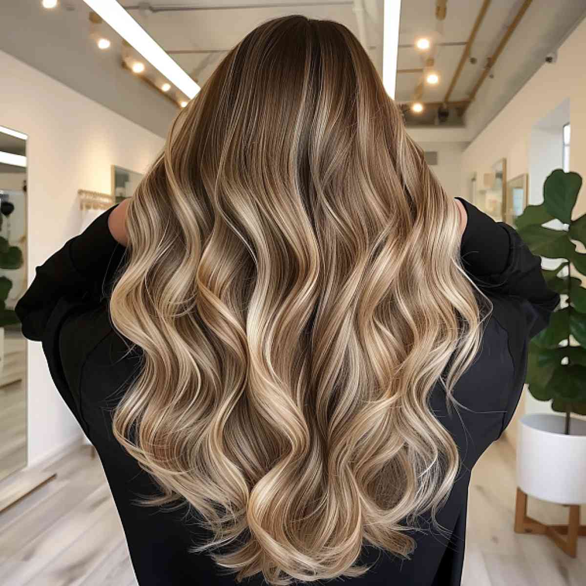 Elegant Dark Bronde with Golden Highlights