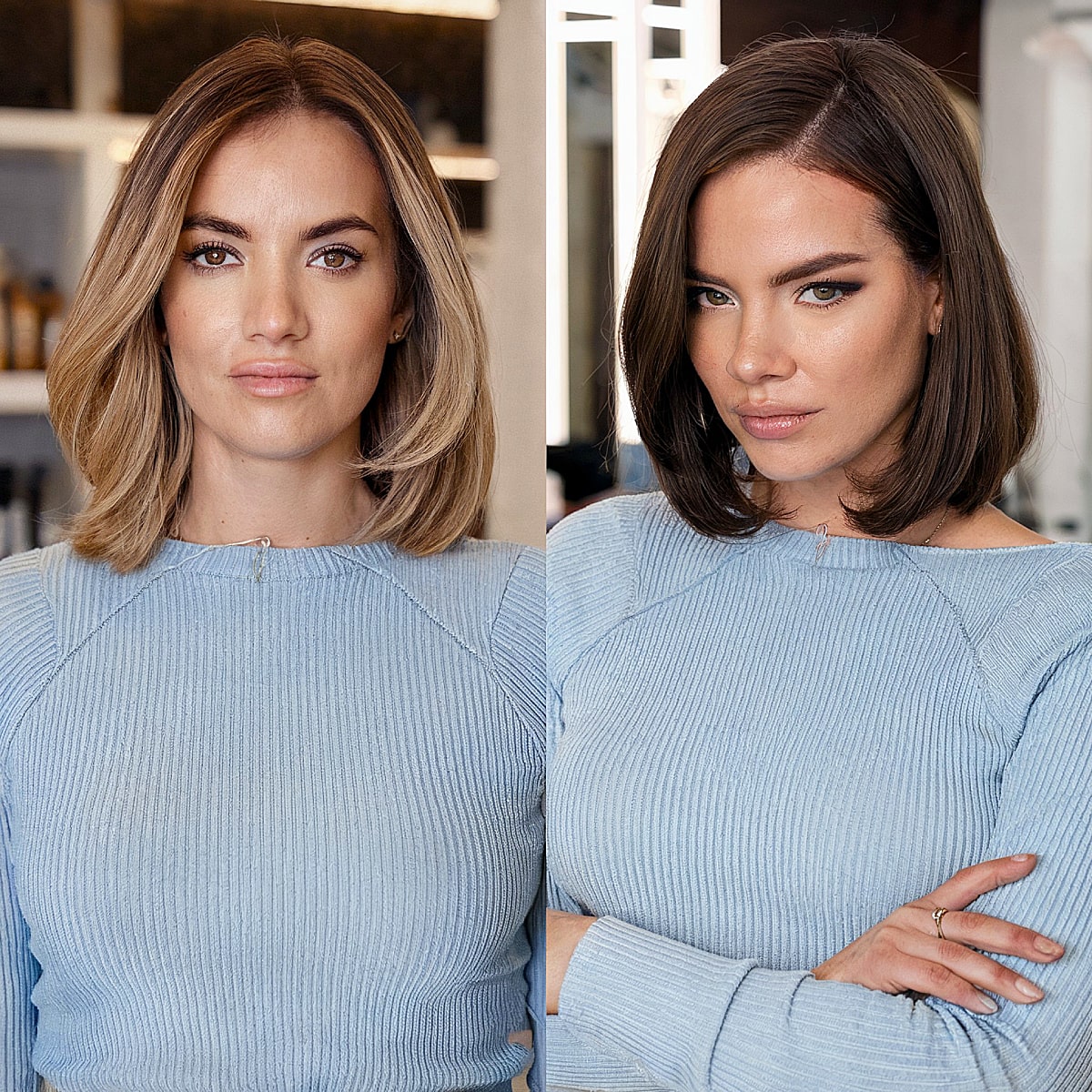 Elegant Dark Chocolate Bouncy Bob without Bangs