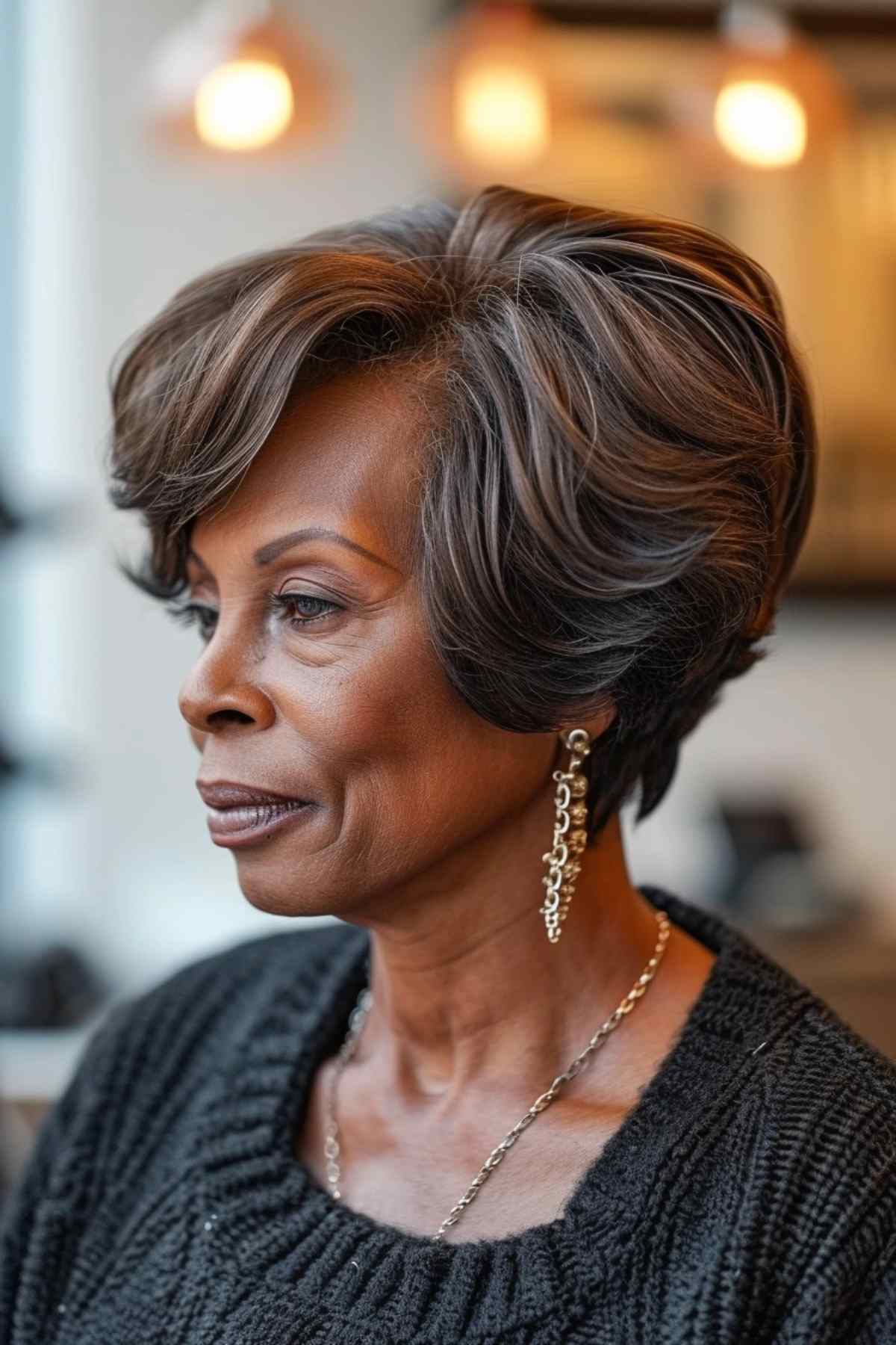 Elegant Feathered Pixie Bob for Women Over 70