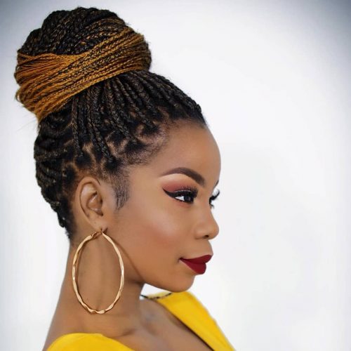 Elegant fulani braids bun