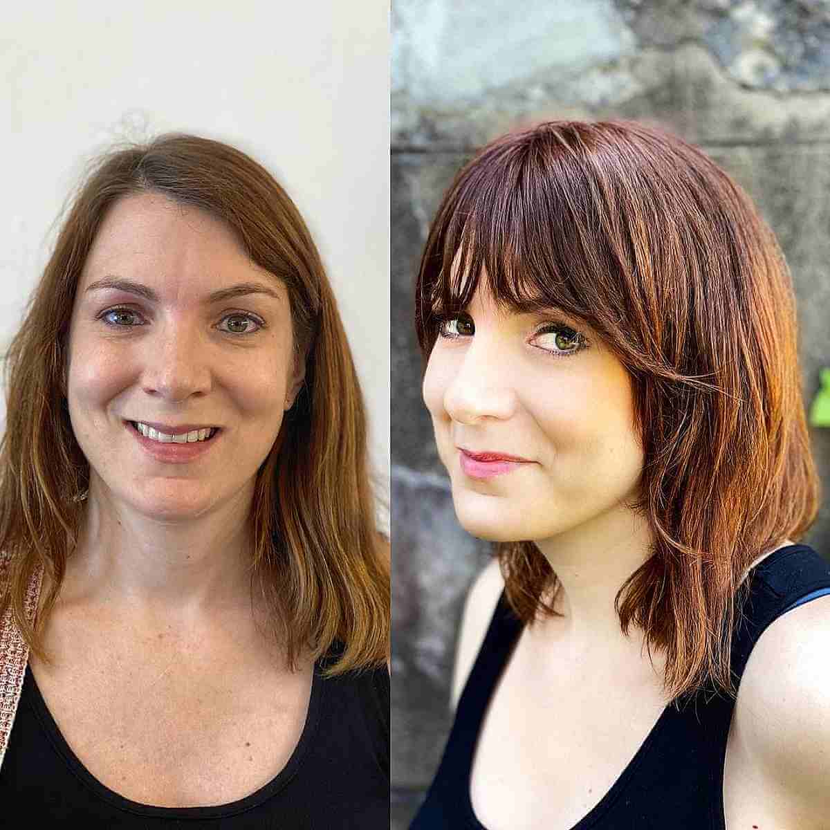 Elegant Long A Line Bob Featuring Bangs