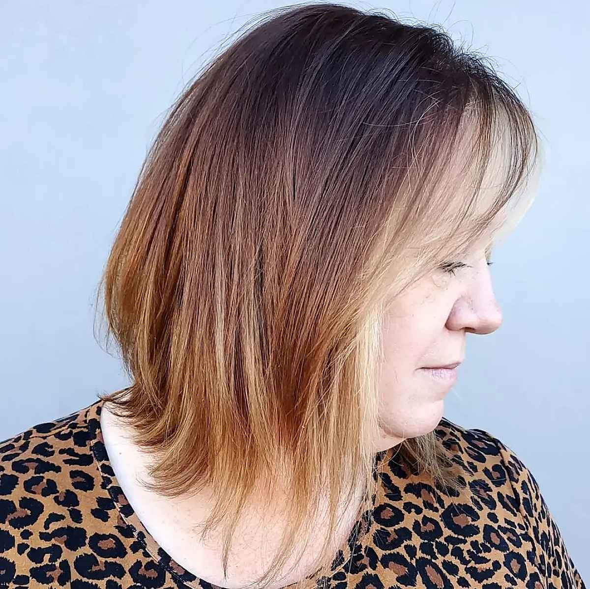 Elegant Long A-Line Bob with Framing Layers for a Lady Over 60