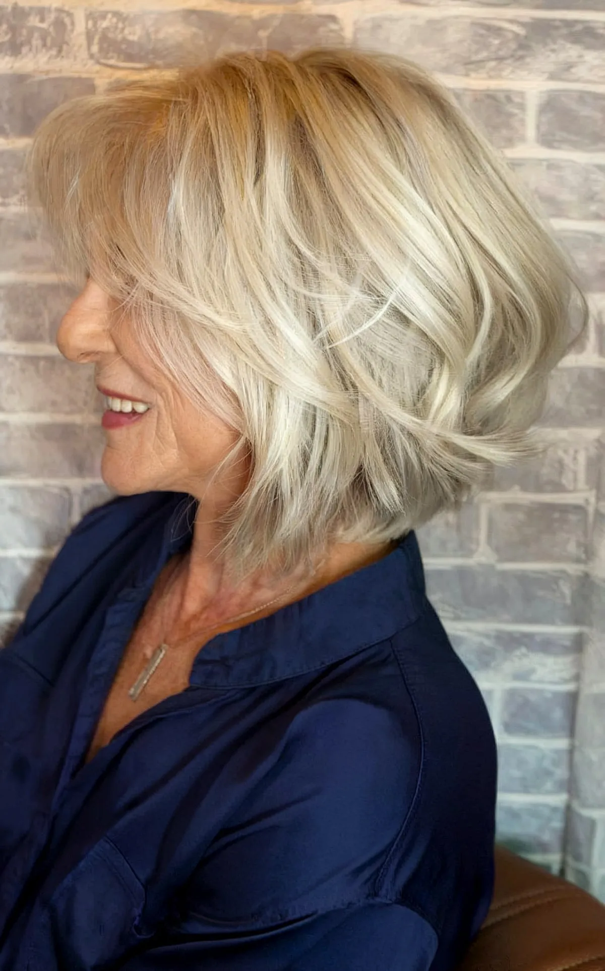 Elegant Long Angled Bob for Mature Women
