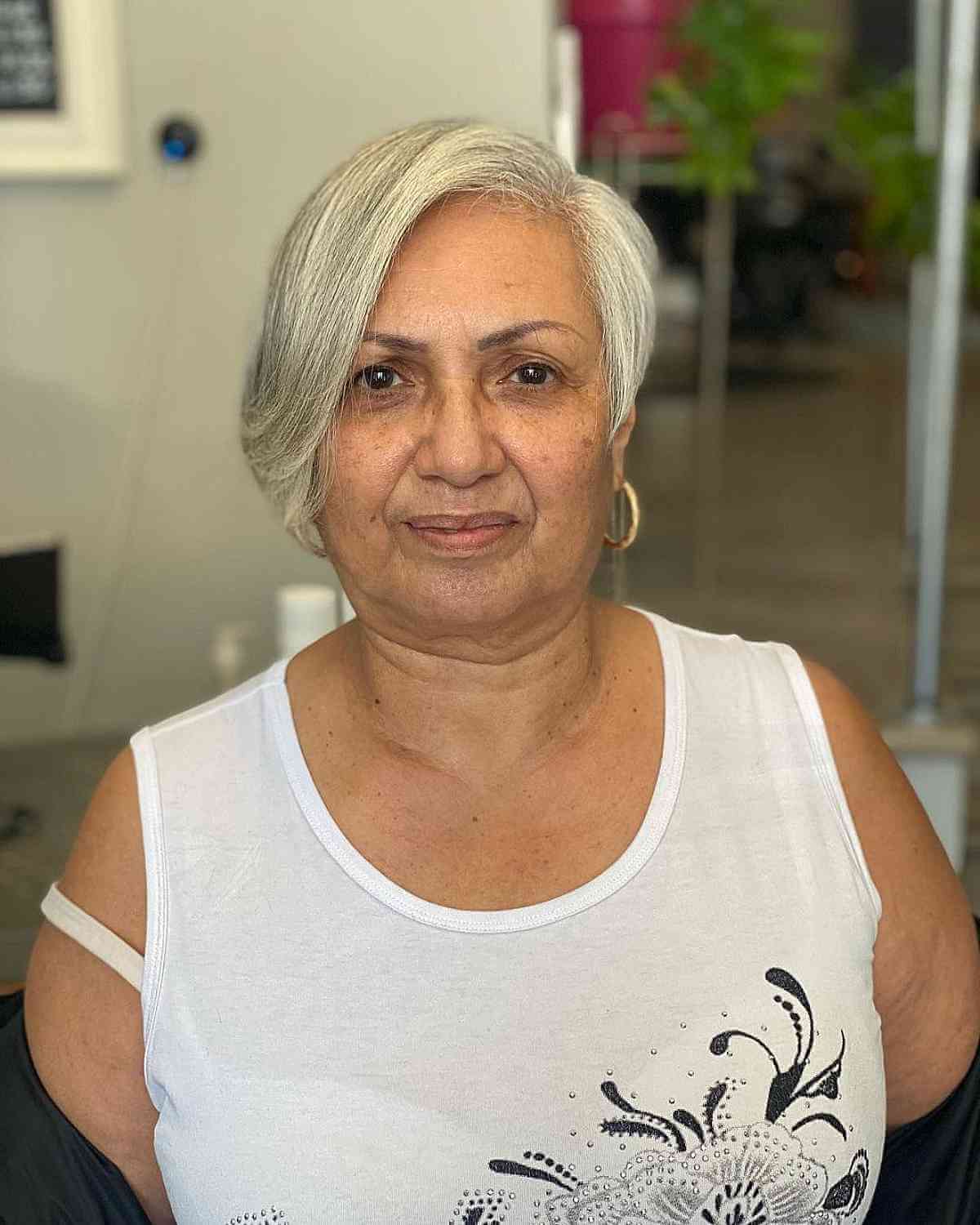 Elegant Long Asymmetrical Pixie for Ladies Past 60