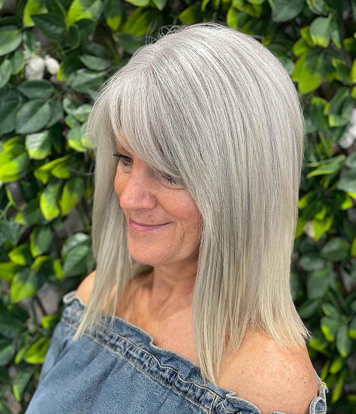 elegant long bob lob hairstyle for women over fifty
