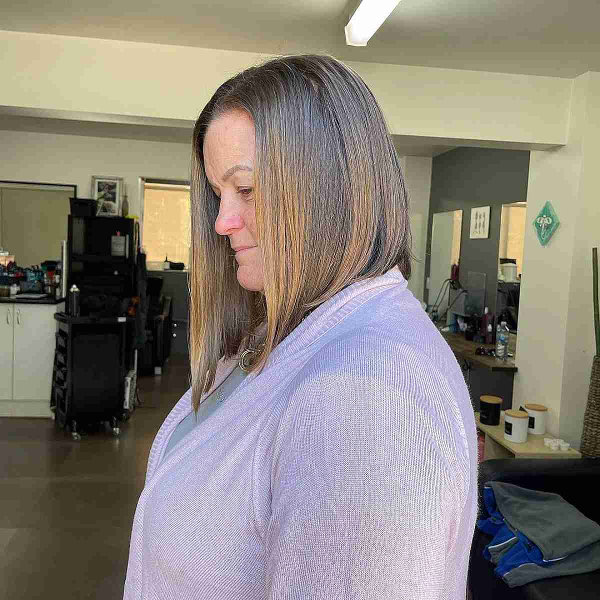 Elegant Long Concave Bob for Fine Hair