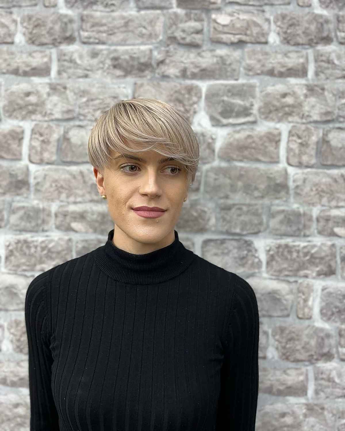 Elegant Long Fringe on a Pixie Cut