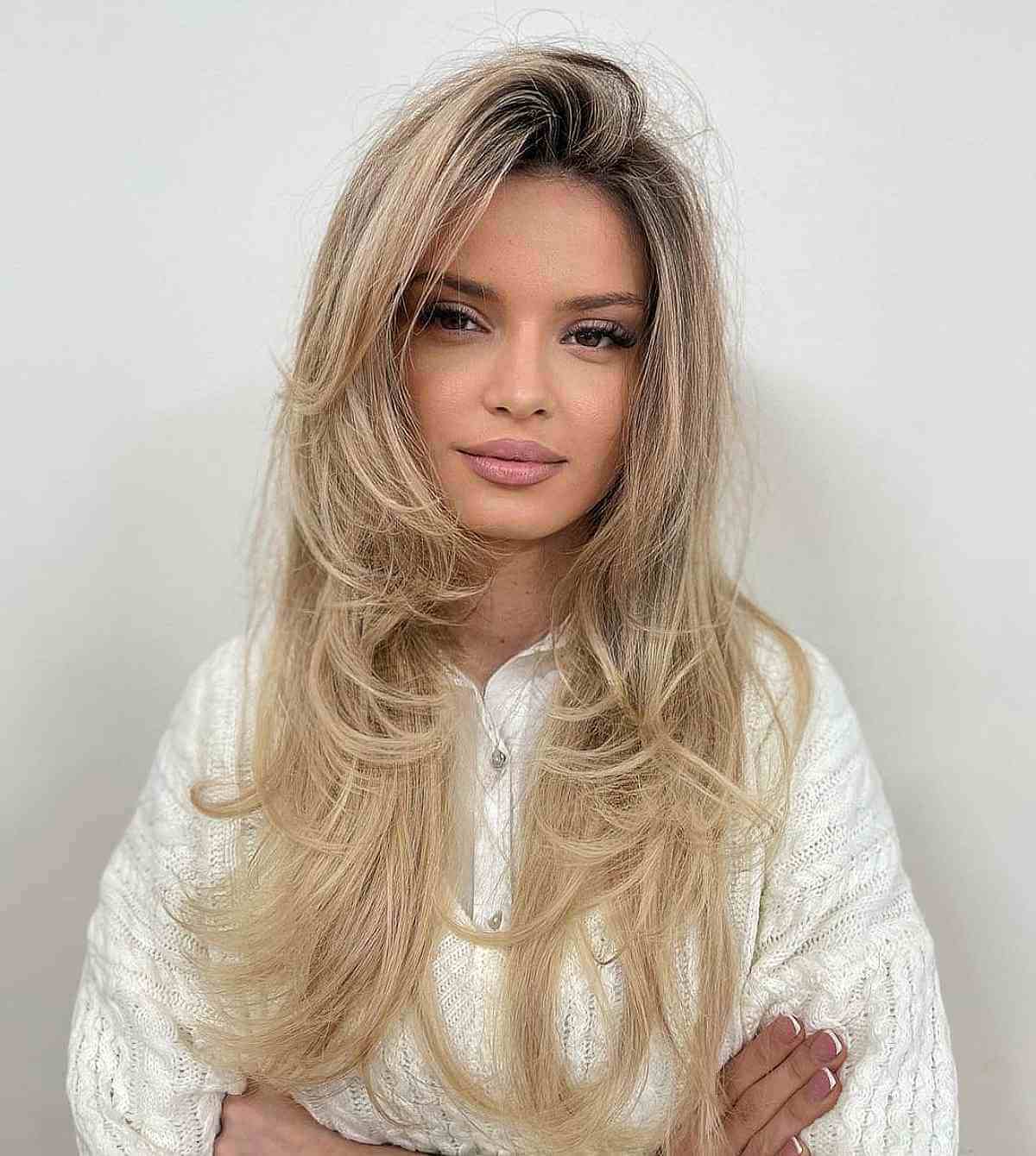 Stylish Long Multi-Layered Haircut for Thick Haired Women
