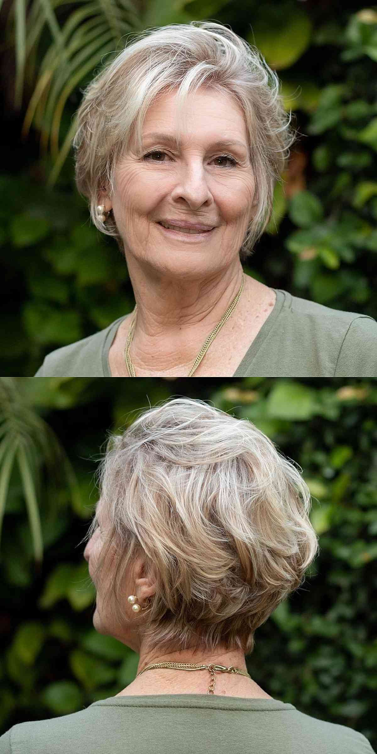 Stylish Long Pixie Cut for Wavy Hair for Women Seventy and Up