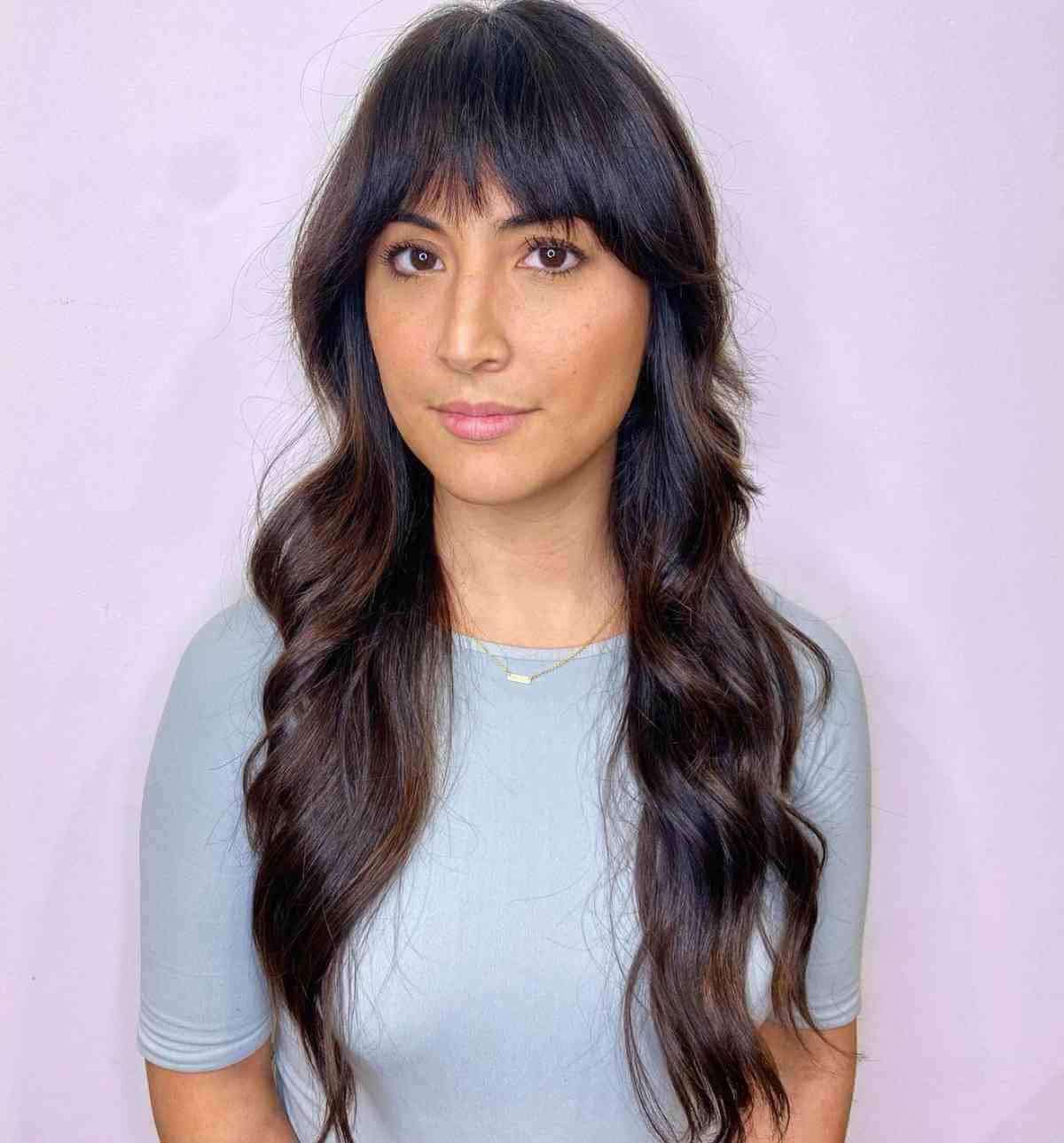 Elegant Long Shag with Soft Bangs