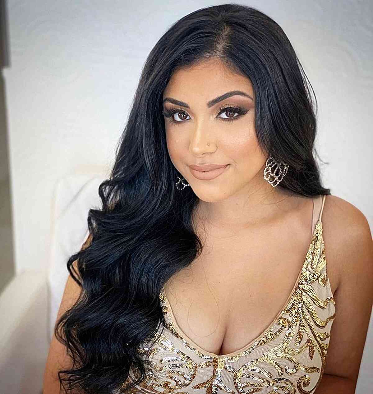 Elegant Long Side Part Hair with Waves for Prom Night