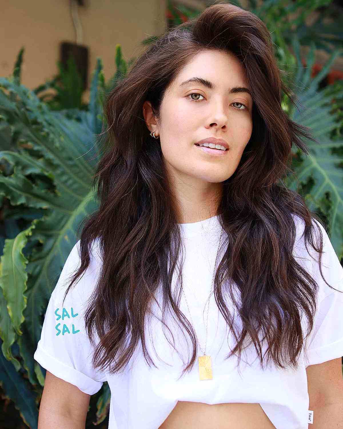 Elegant Long Soft Shag with a Dramatic Side Part for Thick Hair