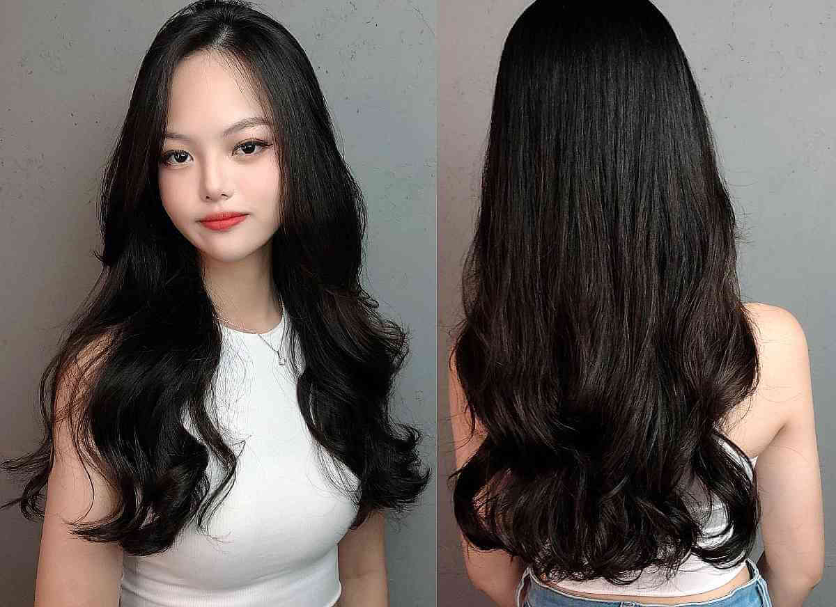 Elegant Loose Waves for Dark Tresses