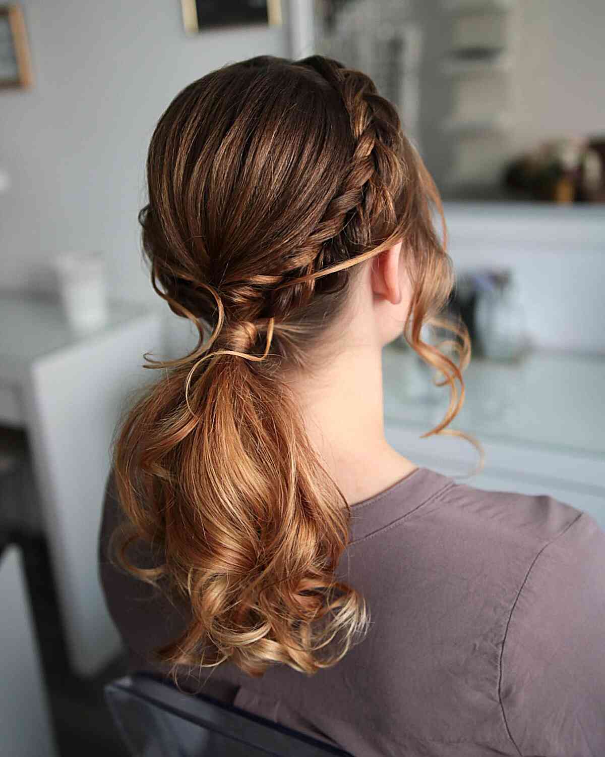 Stylish Medium Low Ponytail with Side Braids for Your Prom