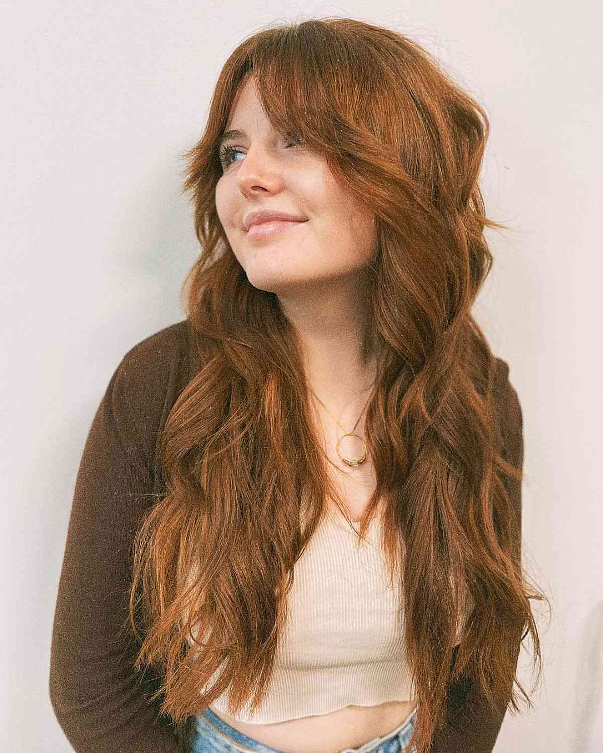 Elegant Shag with Textured Layers for Voluminous Hair