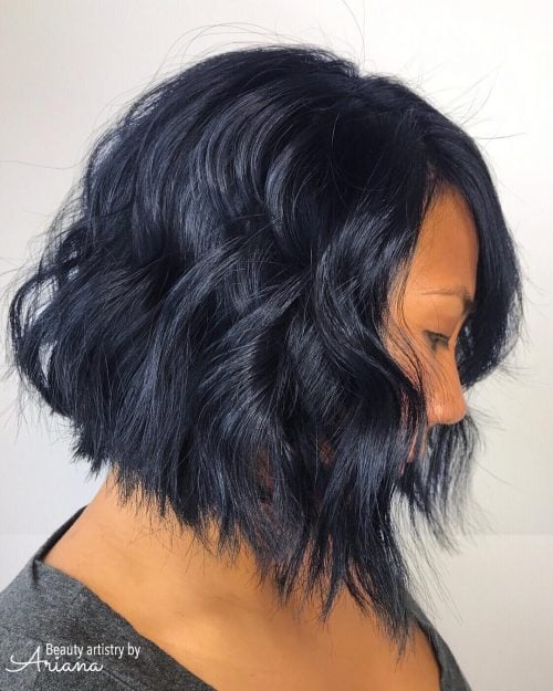 Stylish Short Blue Black Hair