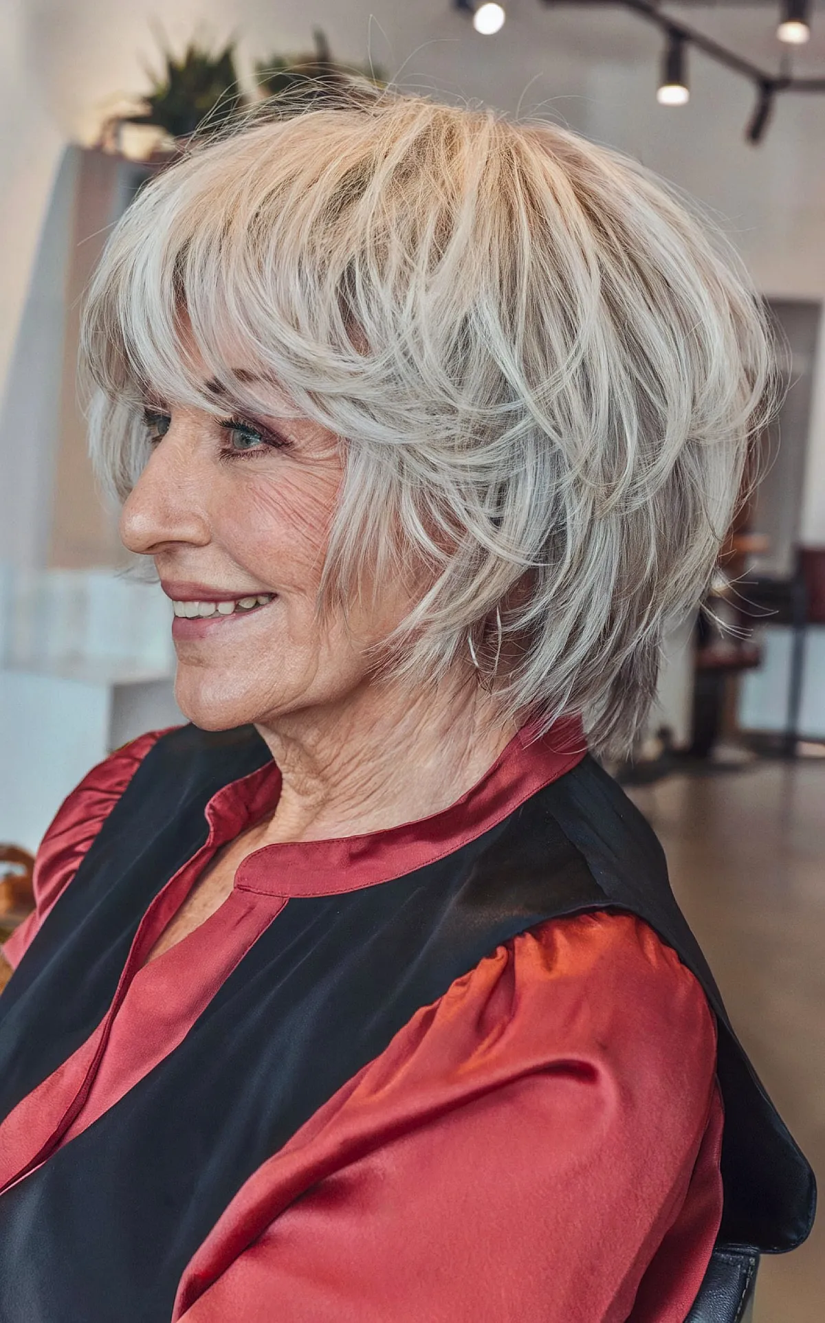 Elegant Short Crop with Textured Layers for Fine Hair for Ladies Over 70