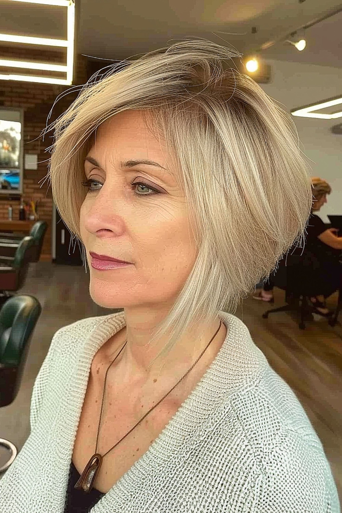 elegant short layered bob hairstyle for mature women