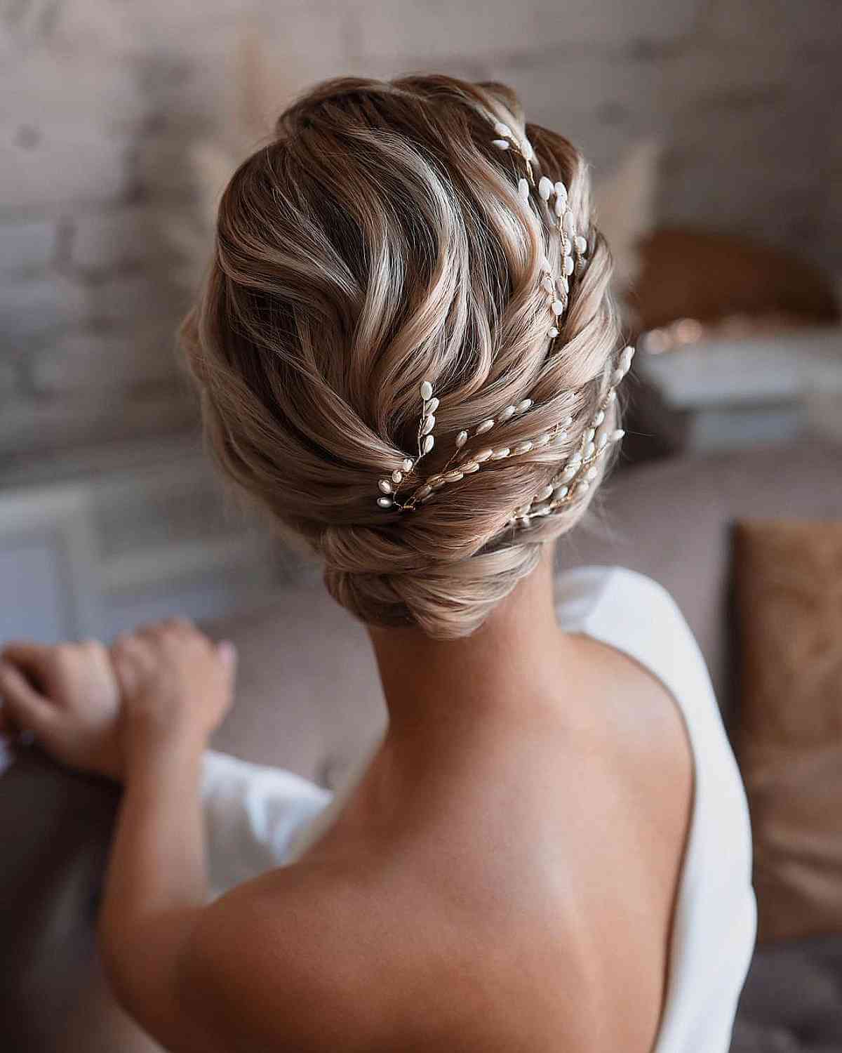 Elegant Short Updo Featuring Hair Accessories