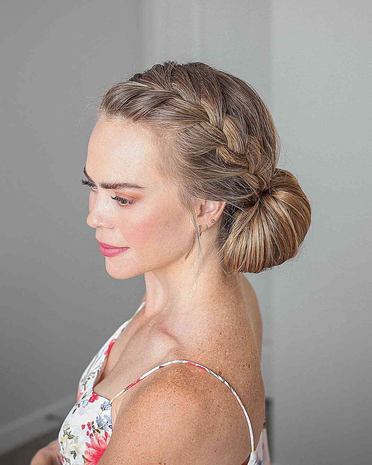 Chic Side Braid and Side Bun Elegant Updo