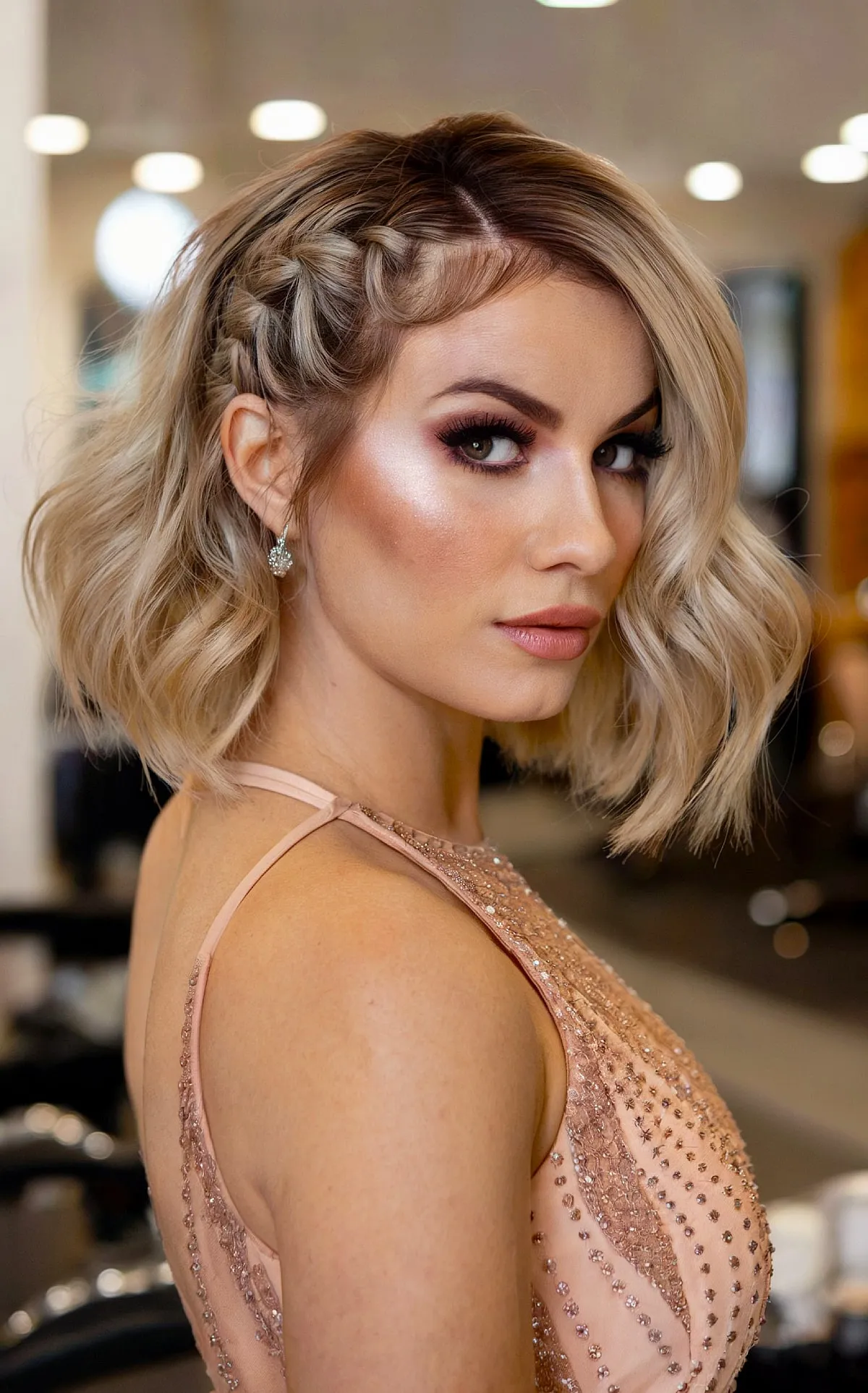 Elegant Side Braid with Relaxed Waves for Prom Night