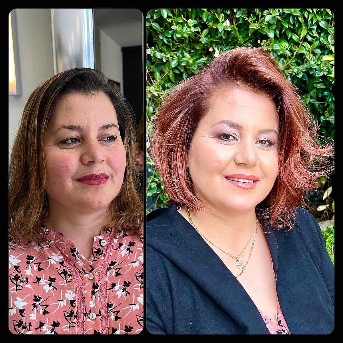 elegant side part bob for women over forty