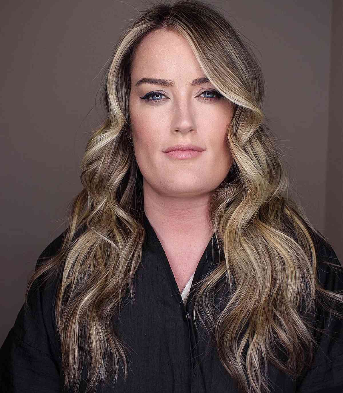 Long Side-Parted Hair with Gentle Layers for ladies past forty
