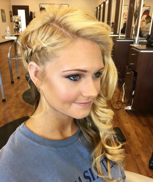 Elegant Side-Swept Braided Down Hairstyle