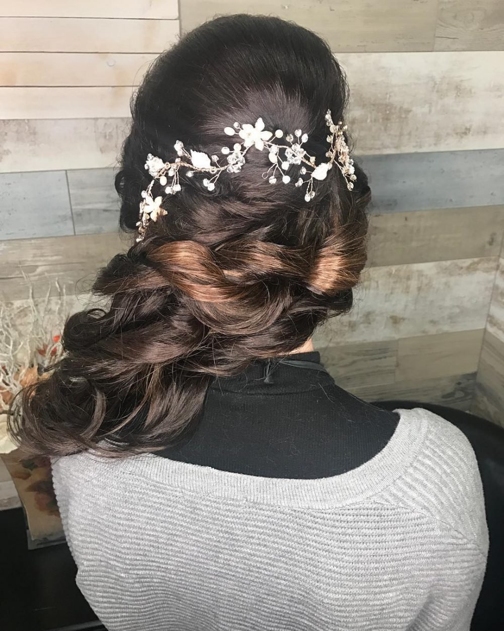 Elegant Side-Swept Romantic Curls