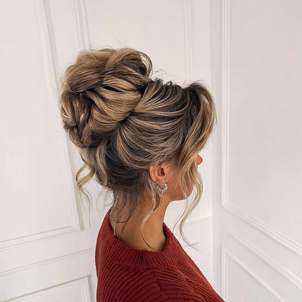 Elegant Soft High Bun Updo for Prom